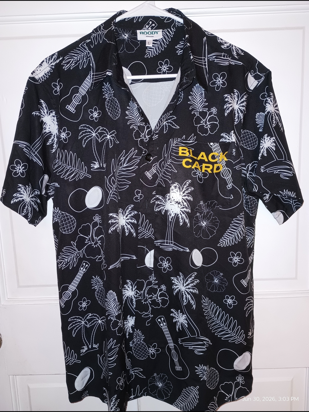 Roody Black Tropical Print Short-Sleeve Button-Down Shirt - Black